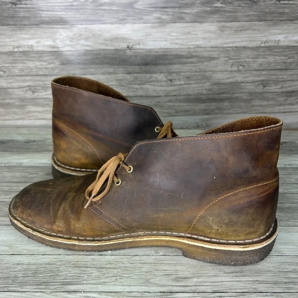 Clarks Leather Boots Chukka Brown Mens Size 10.5 M Desert